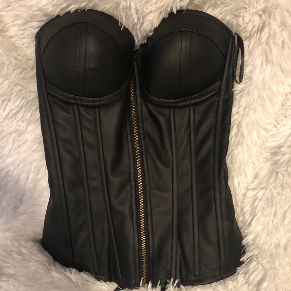 Black leather corset